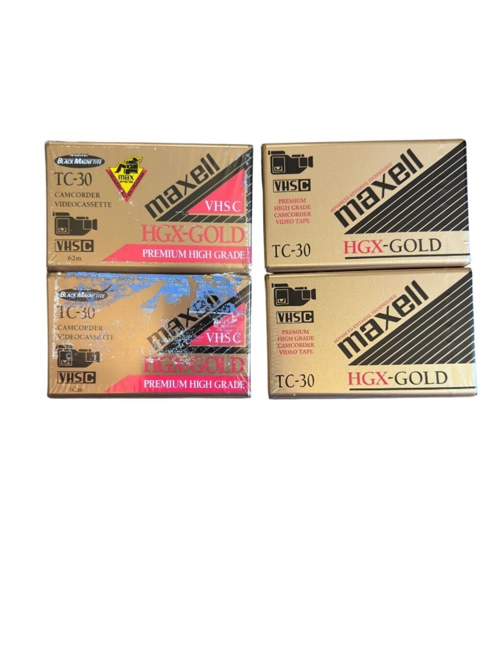 Maxell TC-30 HGX-Gold Premium High Grade VHS-C Camcorder Videocassettes Lot Of 4